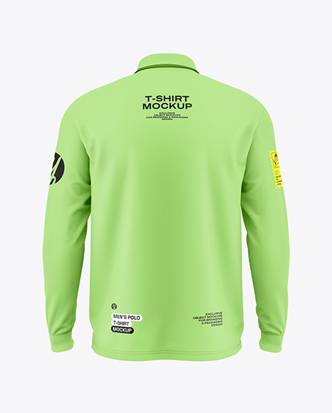 Long Sleeve Polo T-Shirt Mockup - Back View