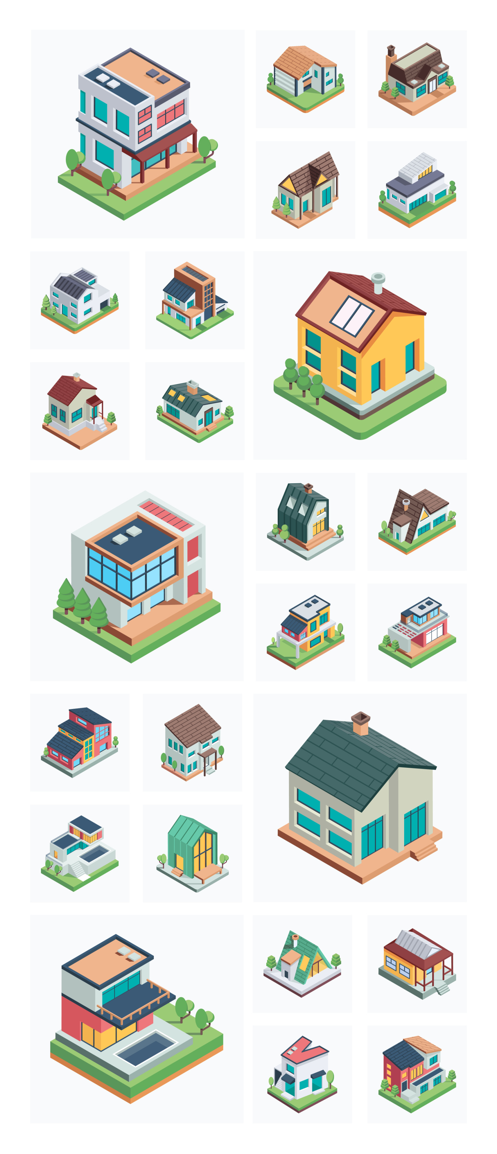 House Isometric Icons House Isometric Icons