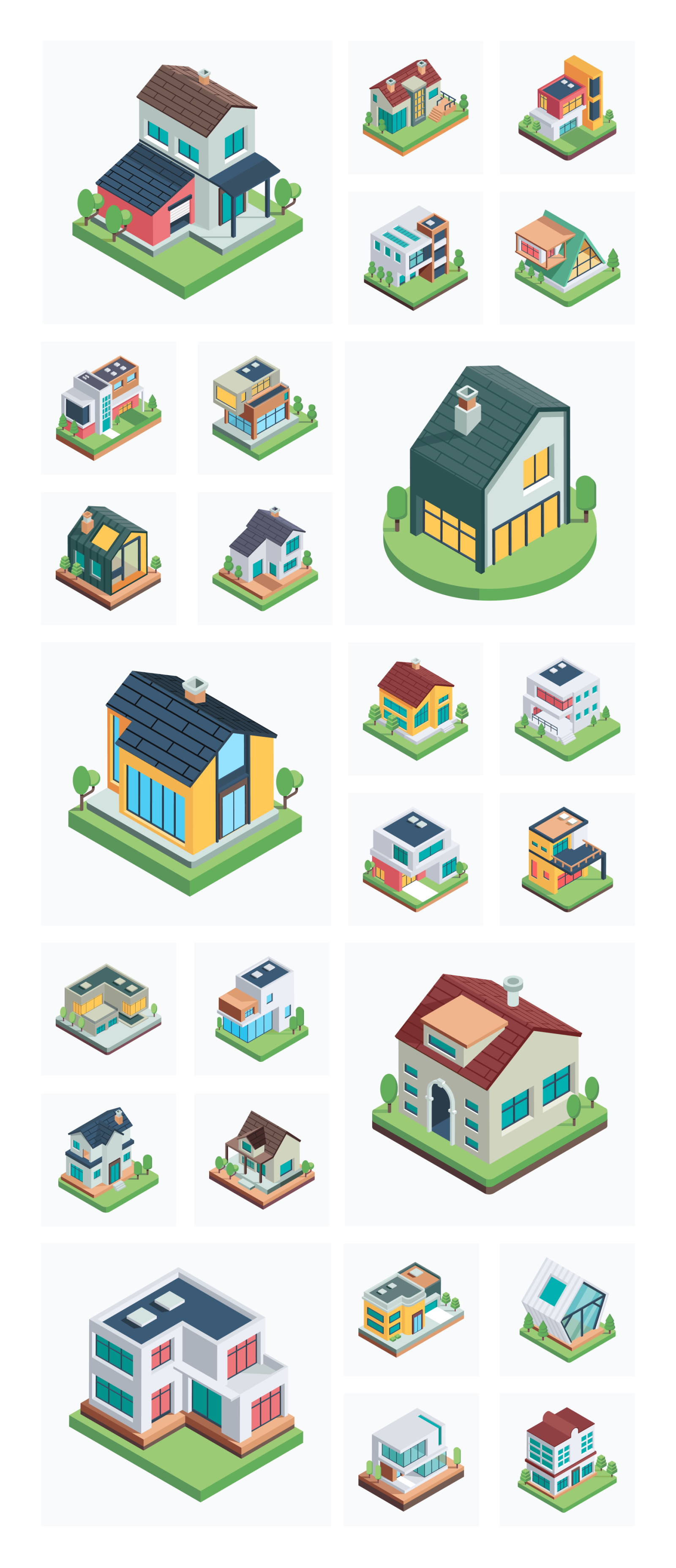 House Isometric Icons House Isometric Icons