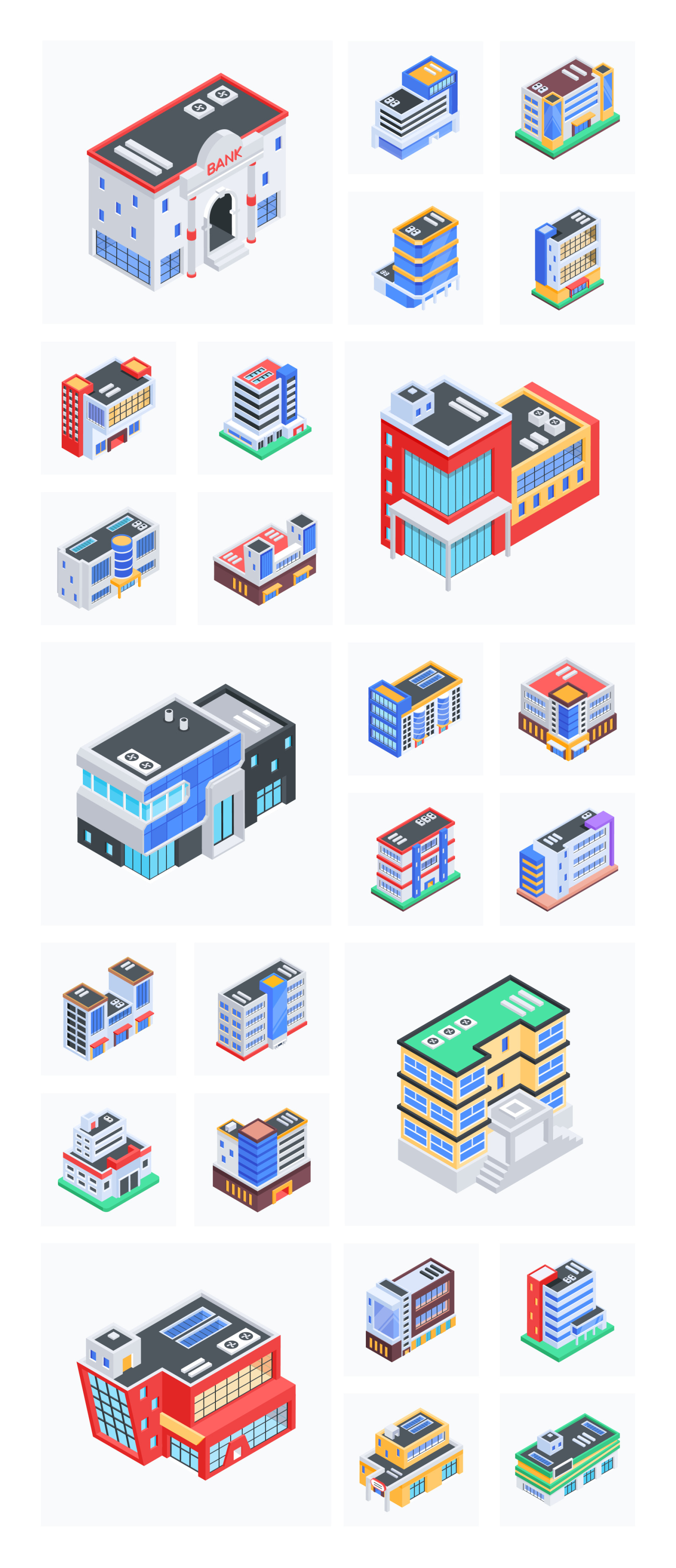 Urban Store Buildings Isometric Icons Urban Store Buildings Isometric Icons