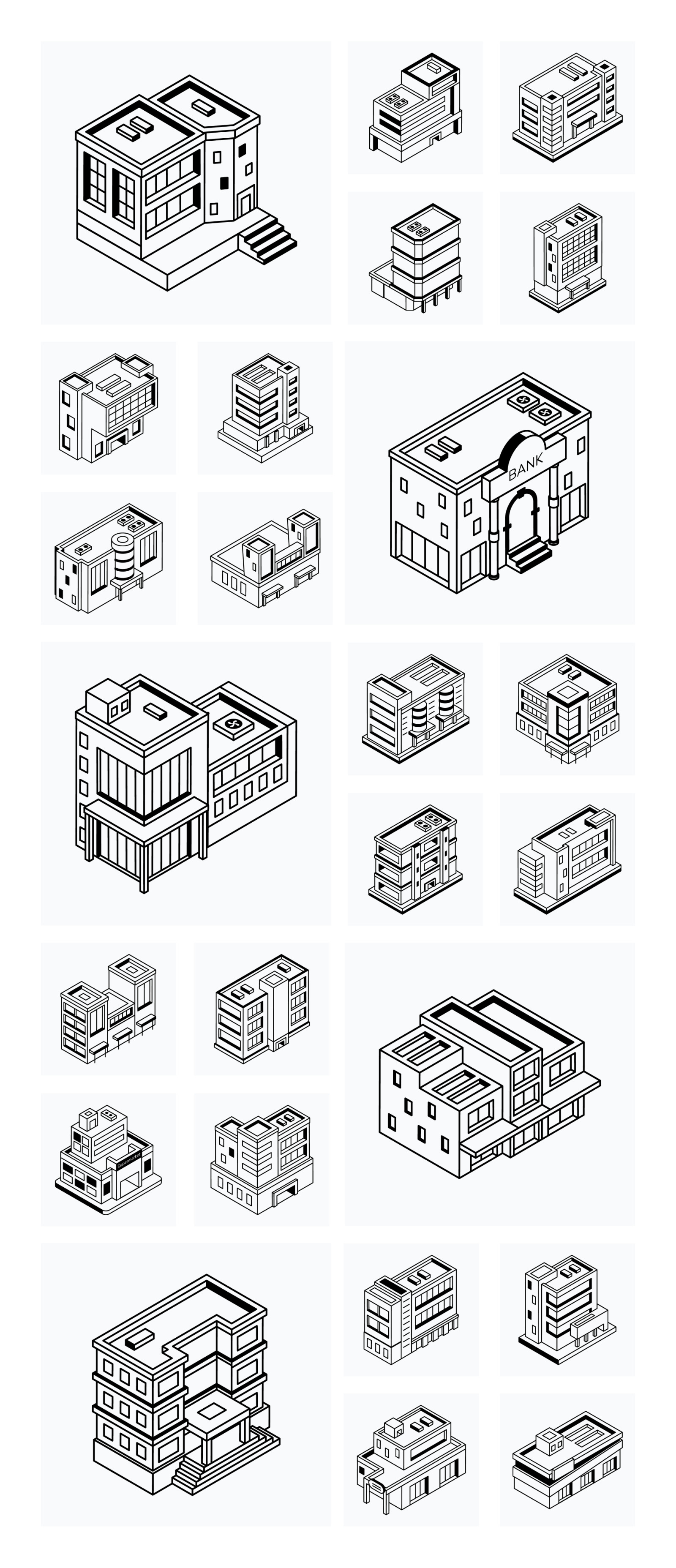 Urban Store Buildings Isometric Icons Urban Store Buildings Isometric Icons