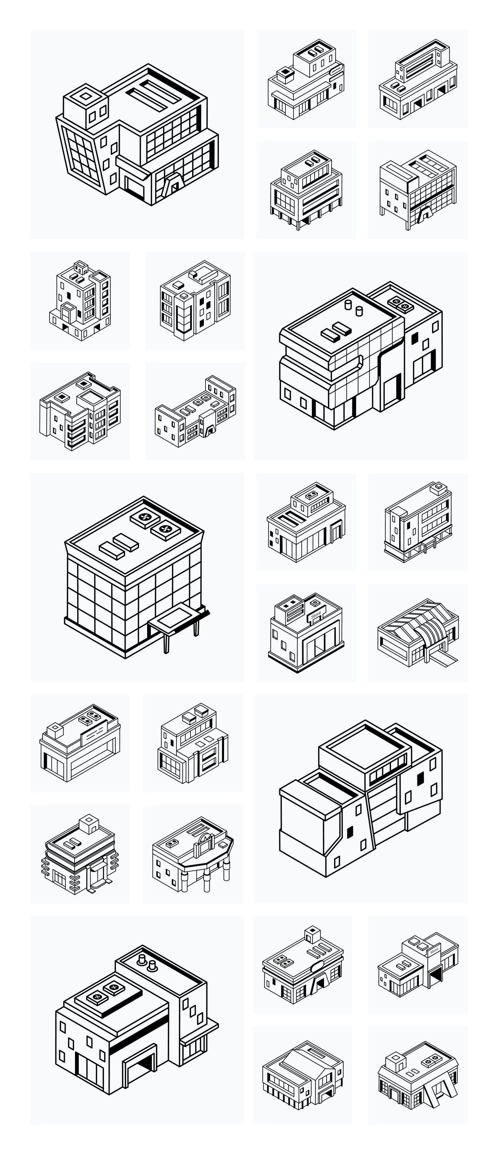 Urban Store Buildings Isometric Icons Urban Store Buildings Isometric Icons