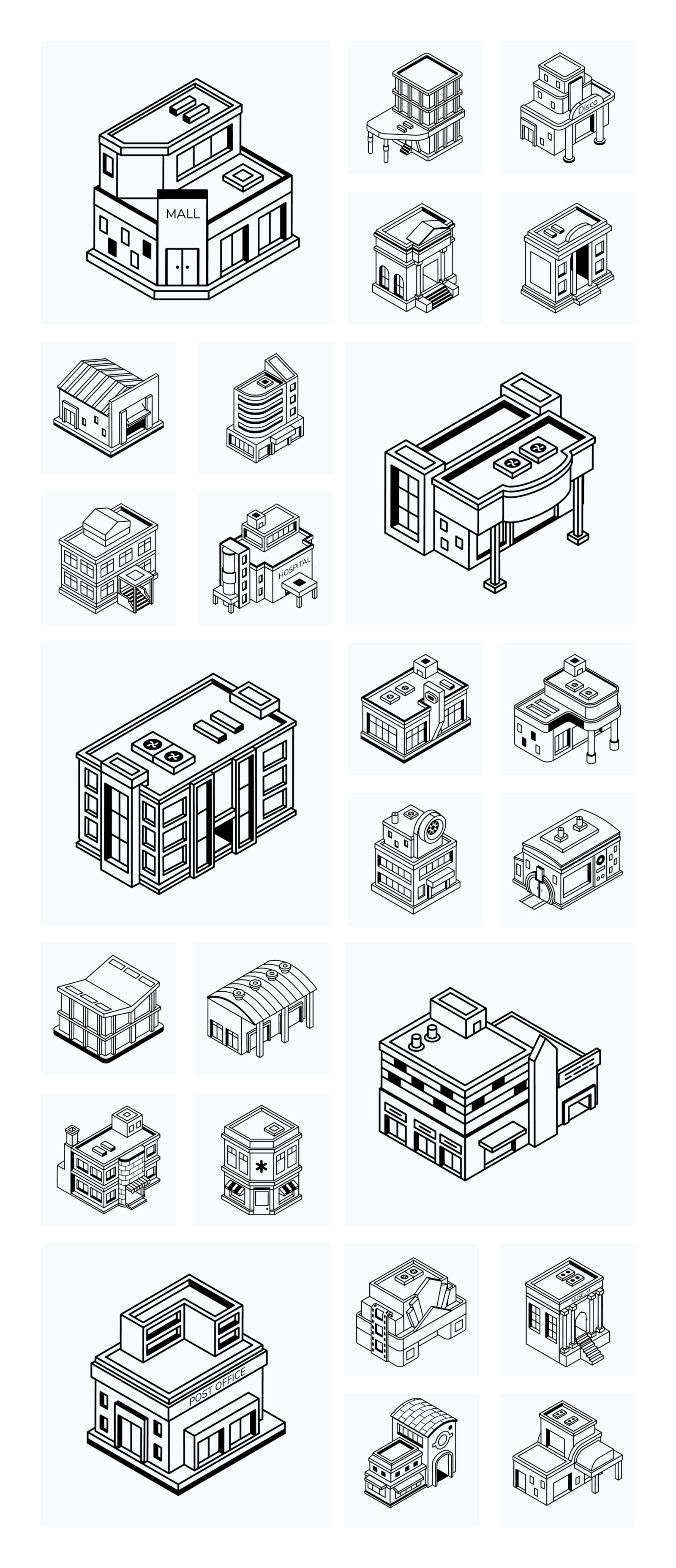 Urban Store Buildings Isometric Icons Urban Store Buildings Isometric Icons