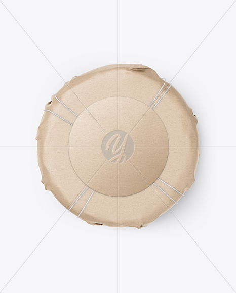 Cheese Wheel Wrapped in Kraft Paper Mockup