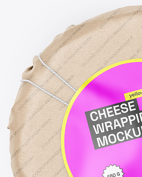 Cheese Wheel Wrapped in Kraft Paper Mockup