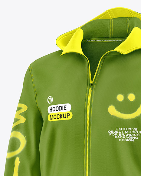 Softshell Zipped Hoodie Mockup - Half Side View