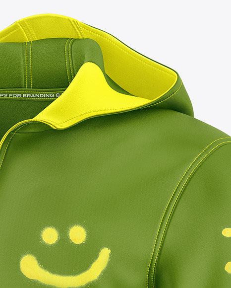 Softshell Zipped Hoodie Mockup - Half Side View