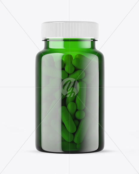 Green Pills Bottle Mockup