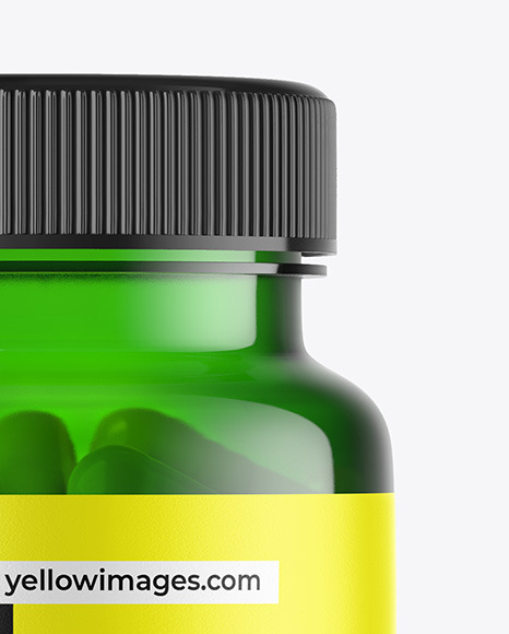 Green Pills Bottle Mockup