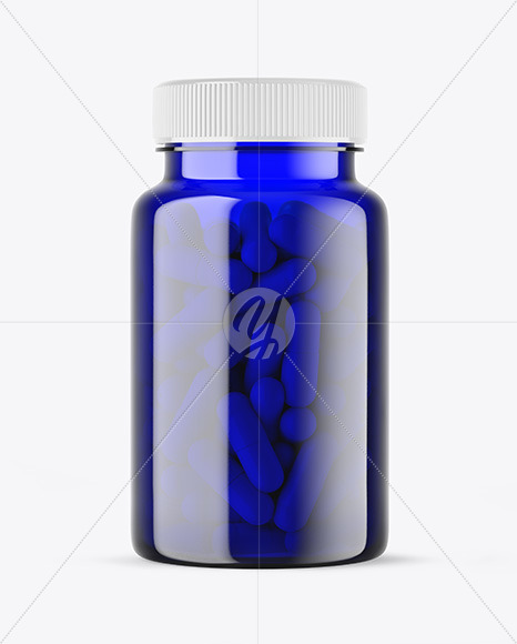 Blue Pills Bottle Mockup