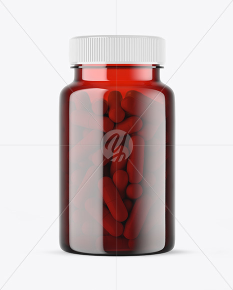 Red Pills Bottle Mockup