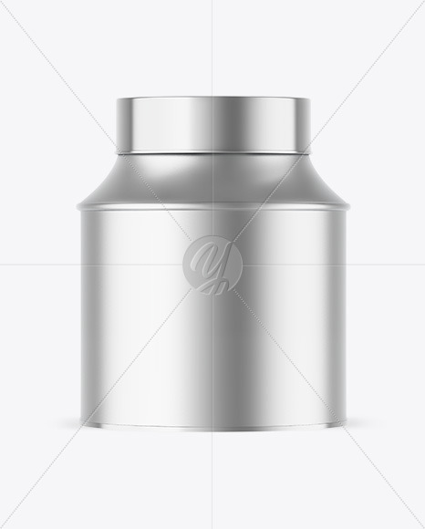 Matte Metallic Tea Tin Can Mockup