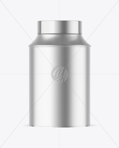 Matte Metallic Tea Tin Can Mockup