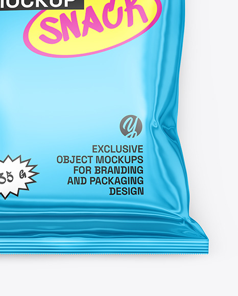 Glossy Metallic Snack Package Mockup