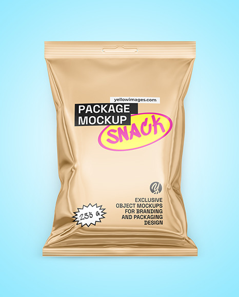 Glossy Metallic Snack Package Mockup