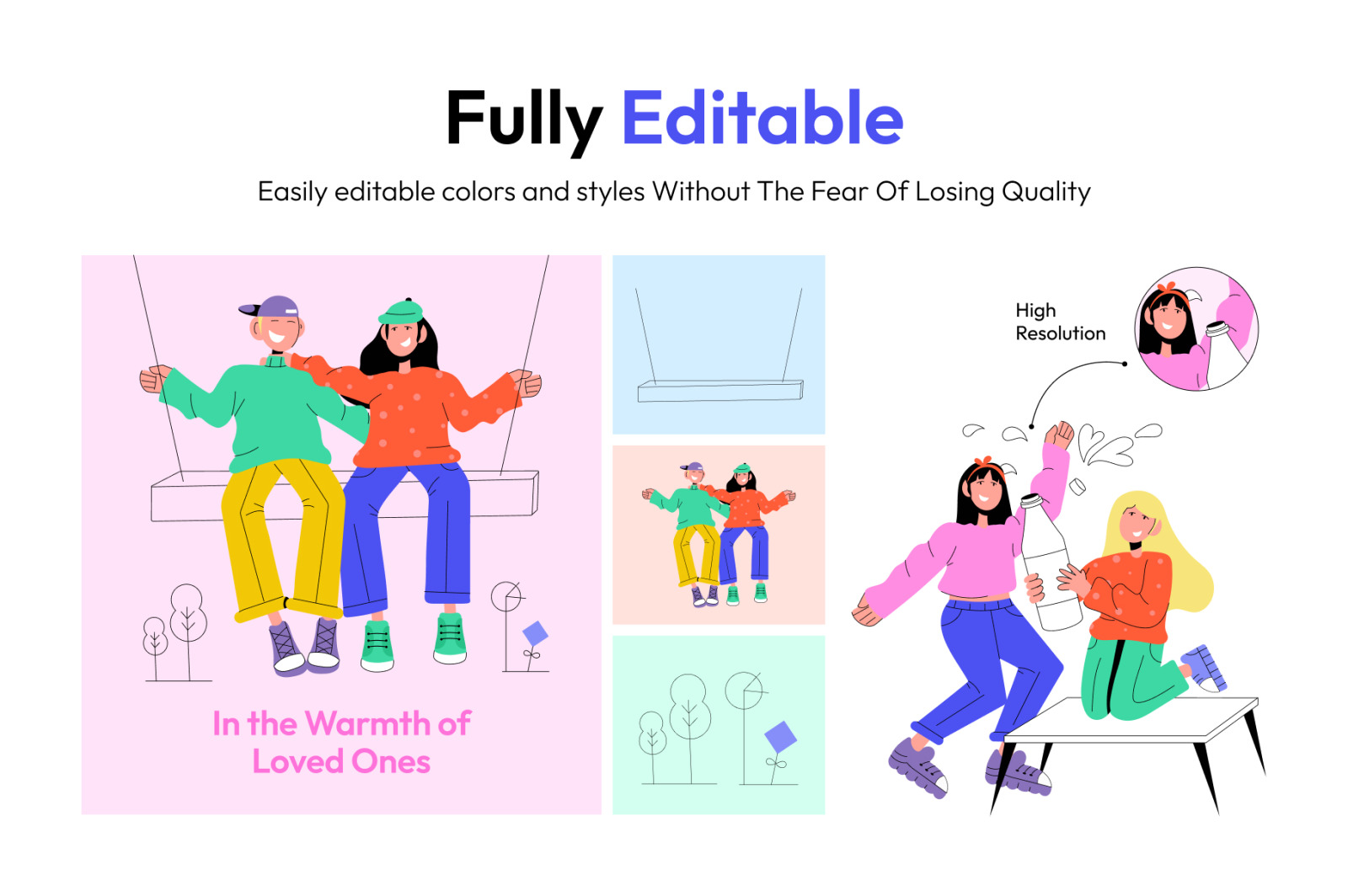 Friends and Party Illustration Set Friends and Party Illustration Set