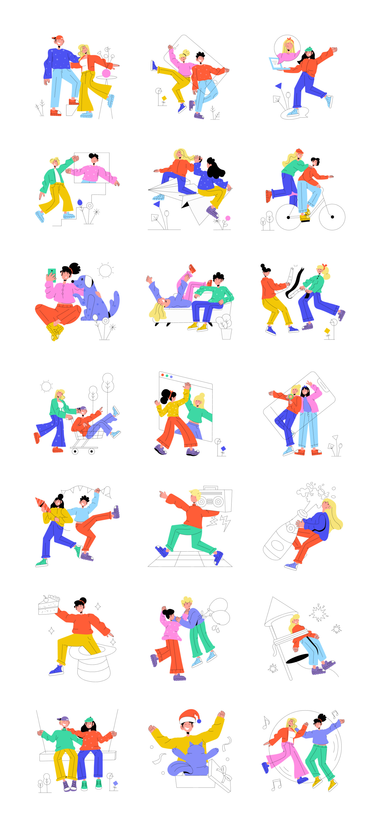 Friends and Party Illustration Set Friends and Party Illustration Set