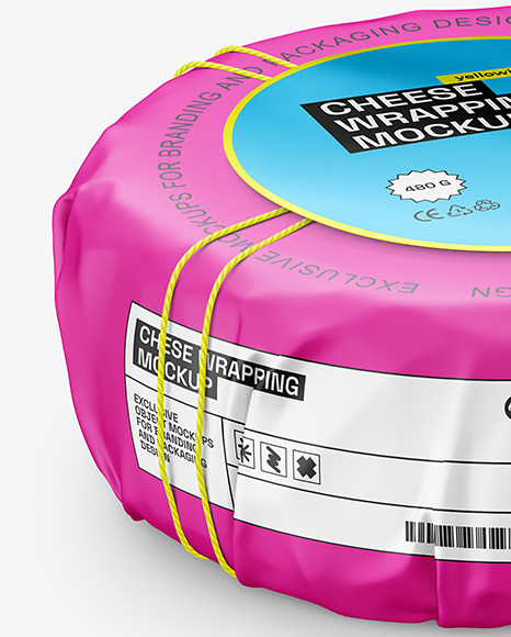 Cheese Wheel Wrapped in Paper Mockup