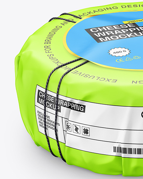 Cheese Wheel Wrapped in Paper Mockup