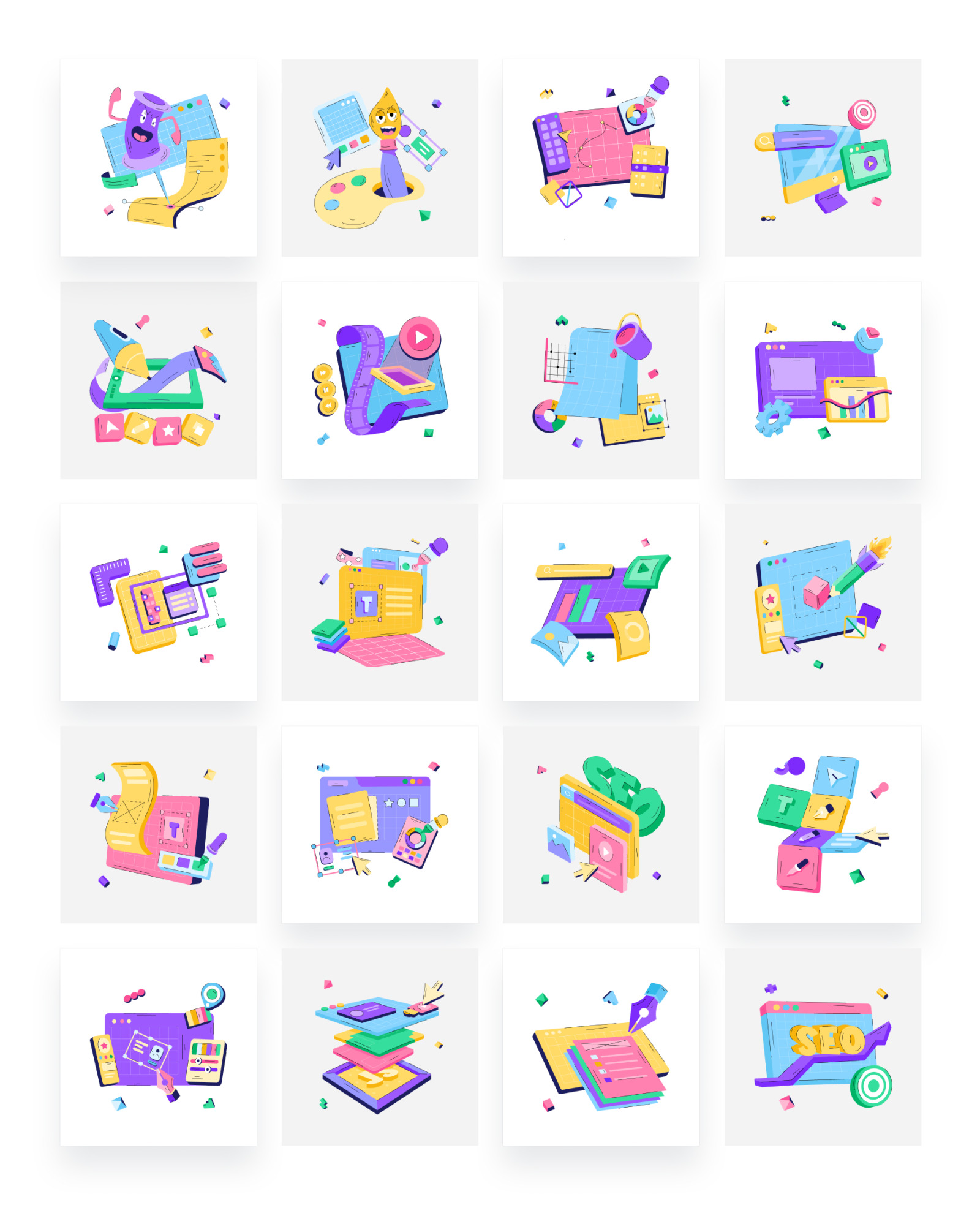 Graphic Design Illustration Set Graphic Design Illustration Set