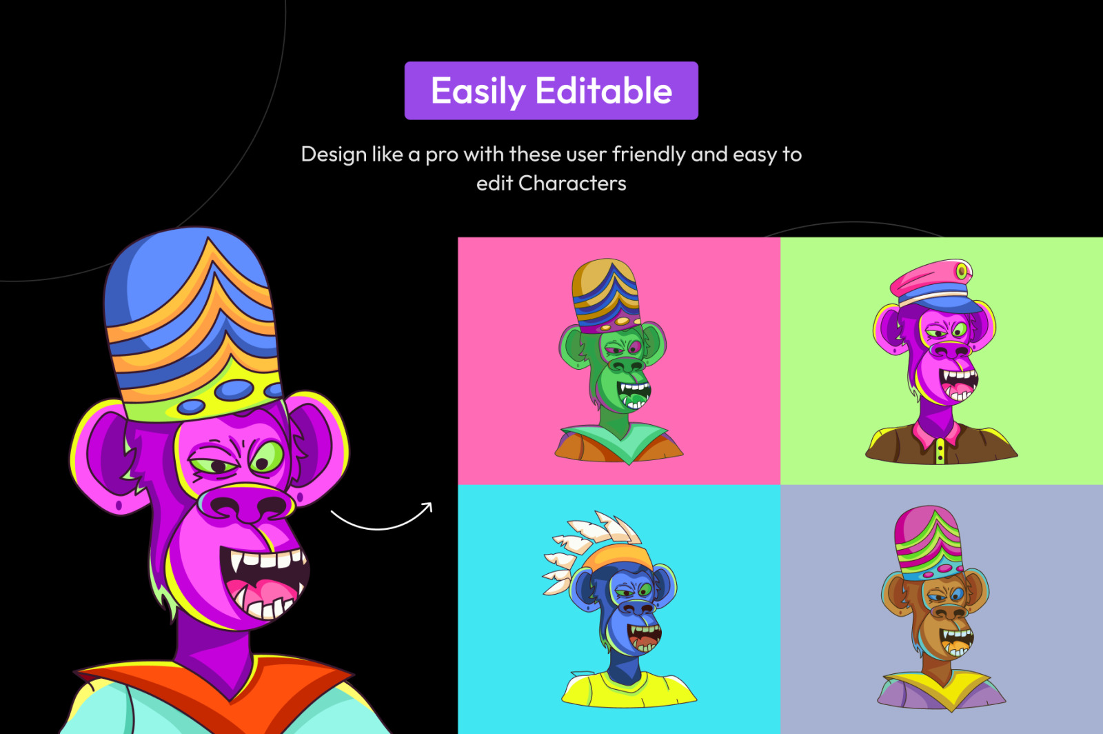 Flat Monkey Characters Flat Monkey Characters