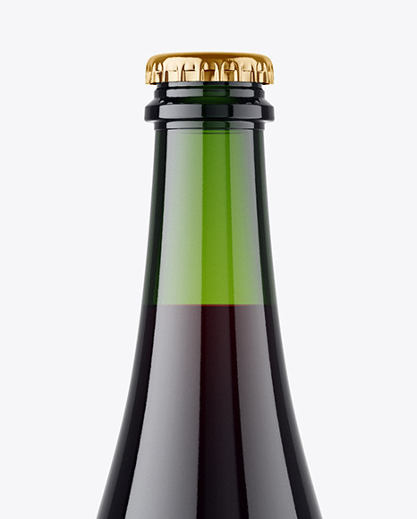 Green Glass Red Wine Bottle Mockup