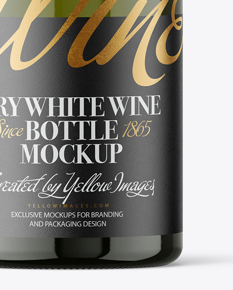 Antique Green Glass White Wine Bottle Mockup