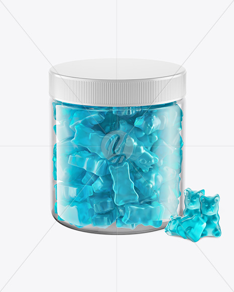 Plastic Jar with Gummies Mockup