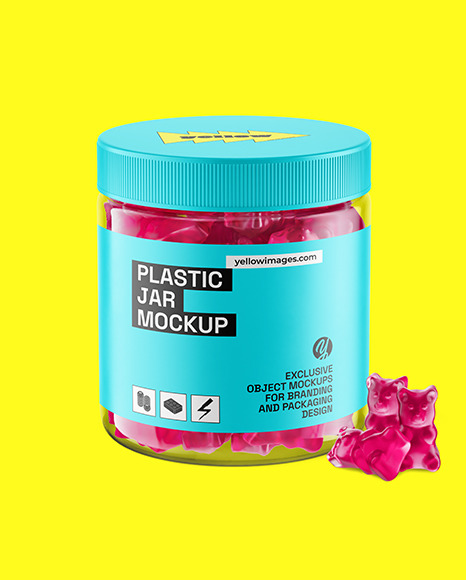 Plastic Jar with Gummies Mockup