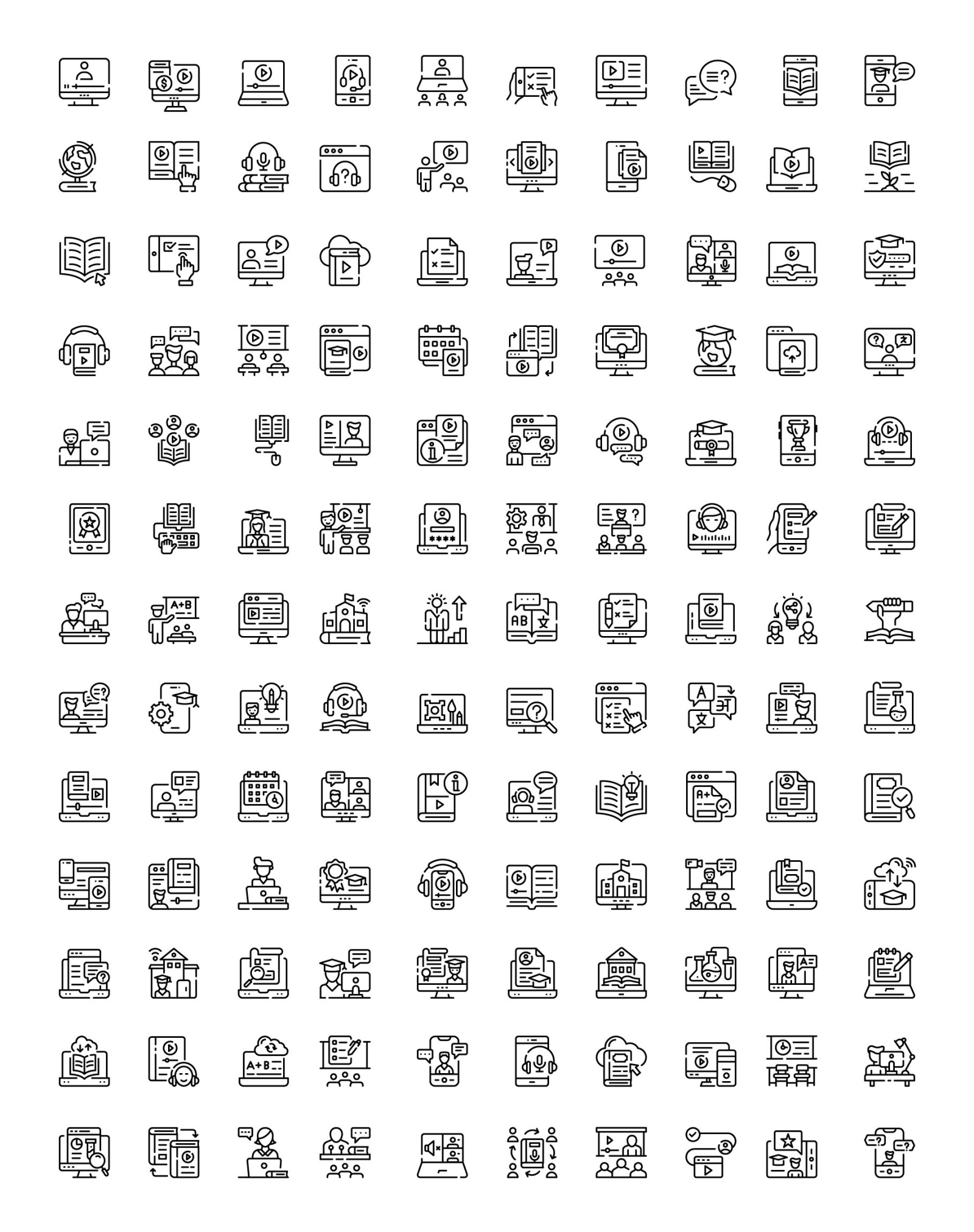 Online Learning Icons Pack Online Learning Icons Pack