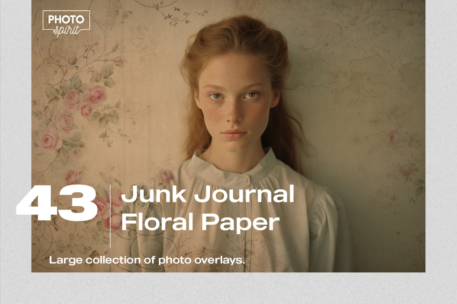 43 Junk Journal Floral Paper Effect Photo Overlays