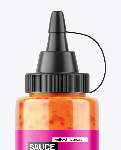 Clear PET Chilli Sauce Bottle Mockup