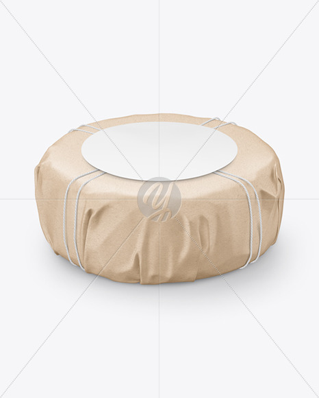 Cheese Wheel Wrapped in Kraft Paper Mockup