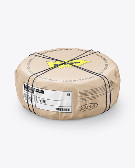 Cheese Wheel Wrapped in Kraft Paper Mockup