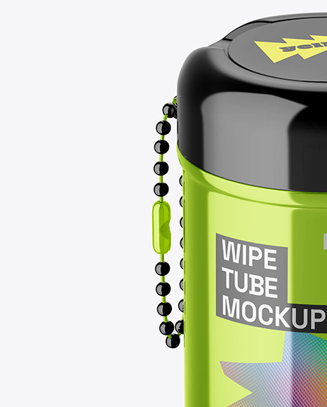 Glossy Metallic Wipes Tube Mockup