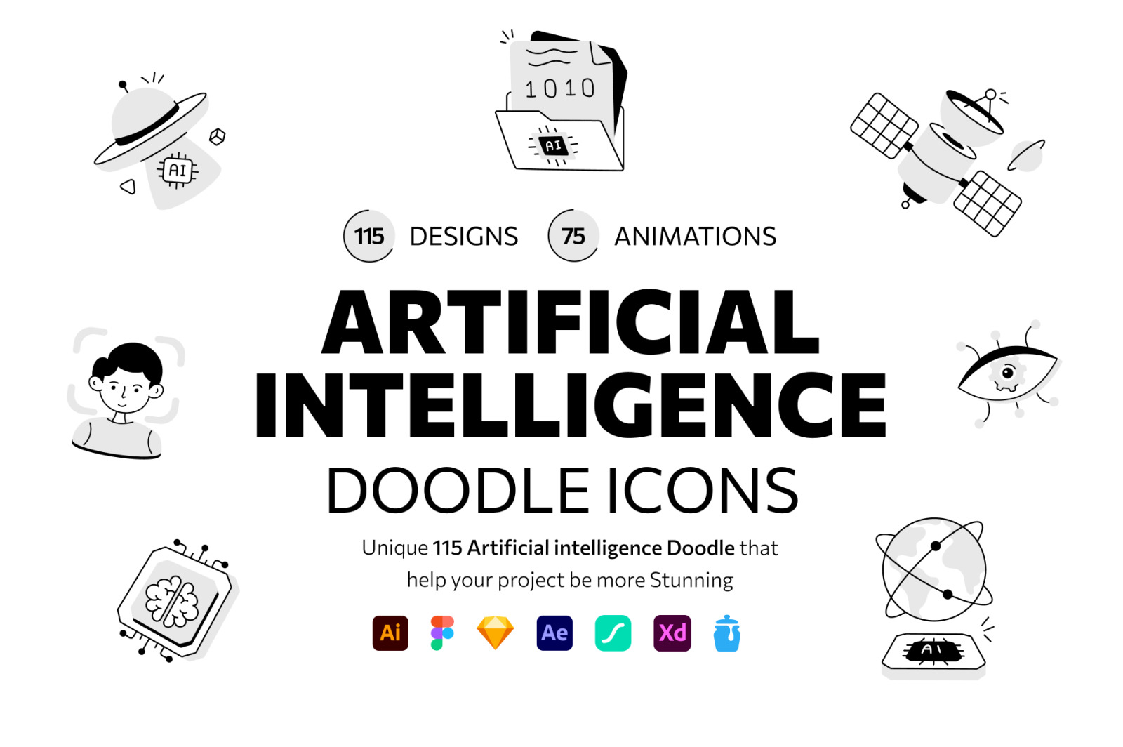 Artificial Intelligence Doodle Icons