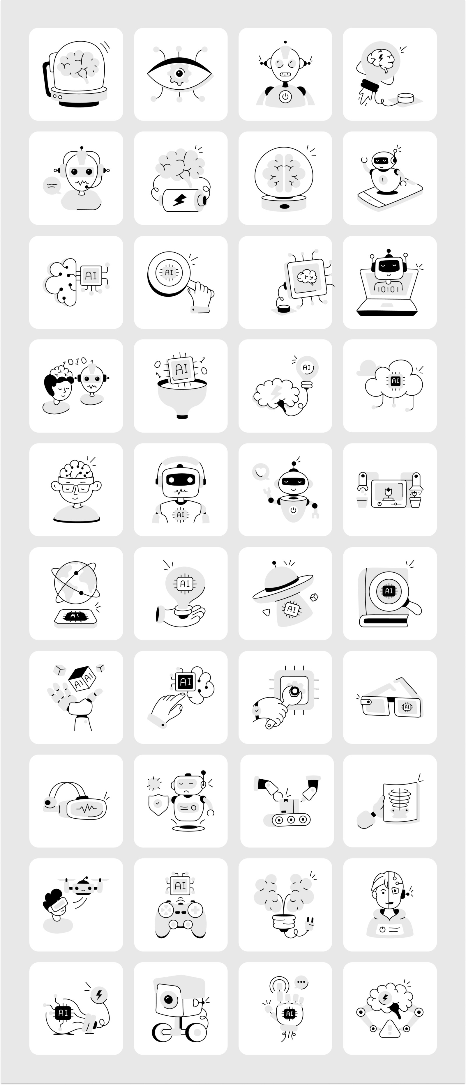 Artificial Intelligence Doodle Icons