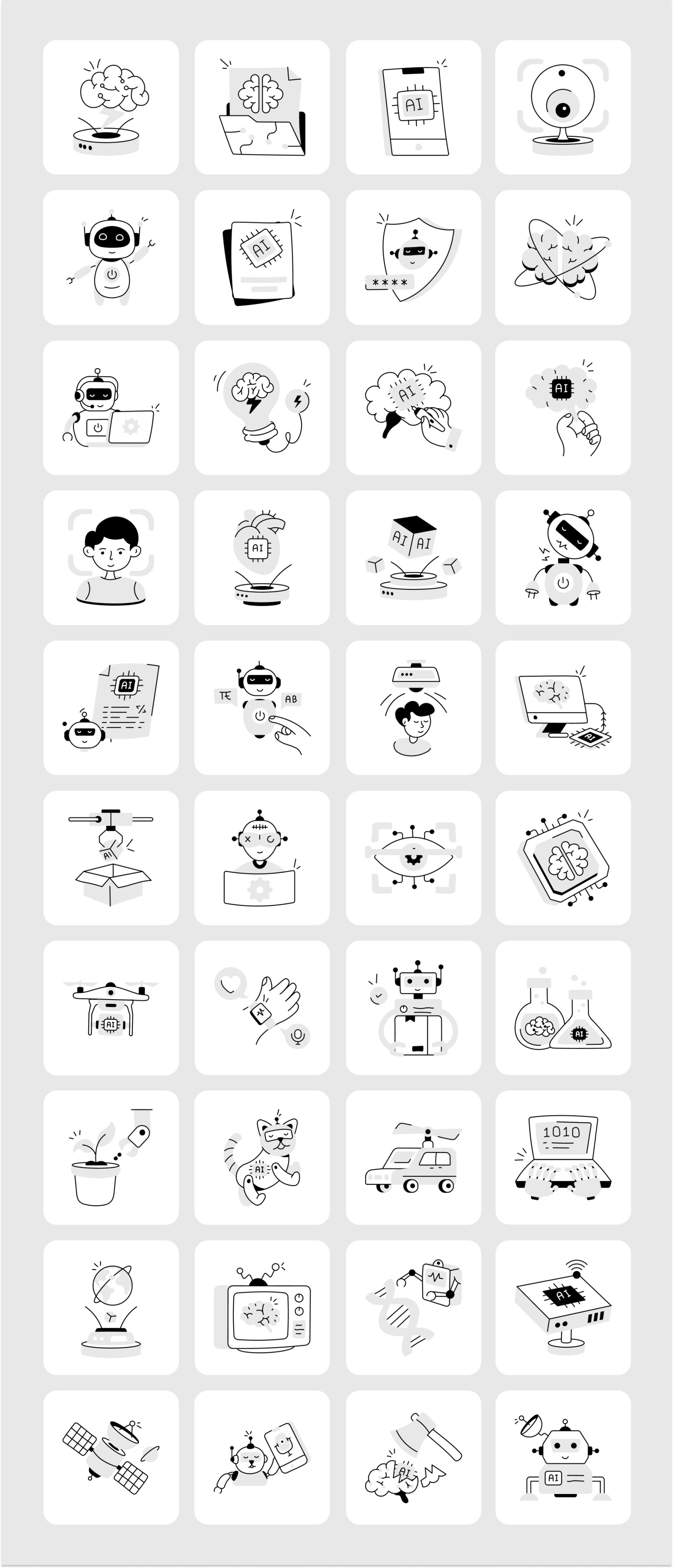 Artificial Intelligence Doodle Icons