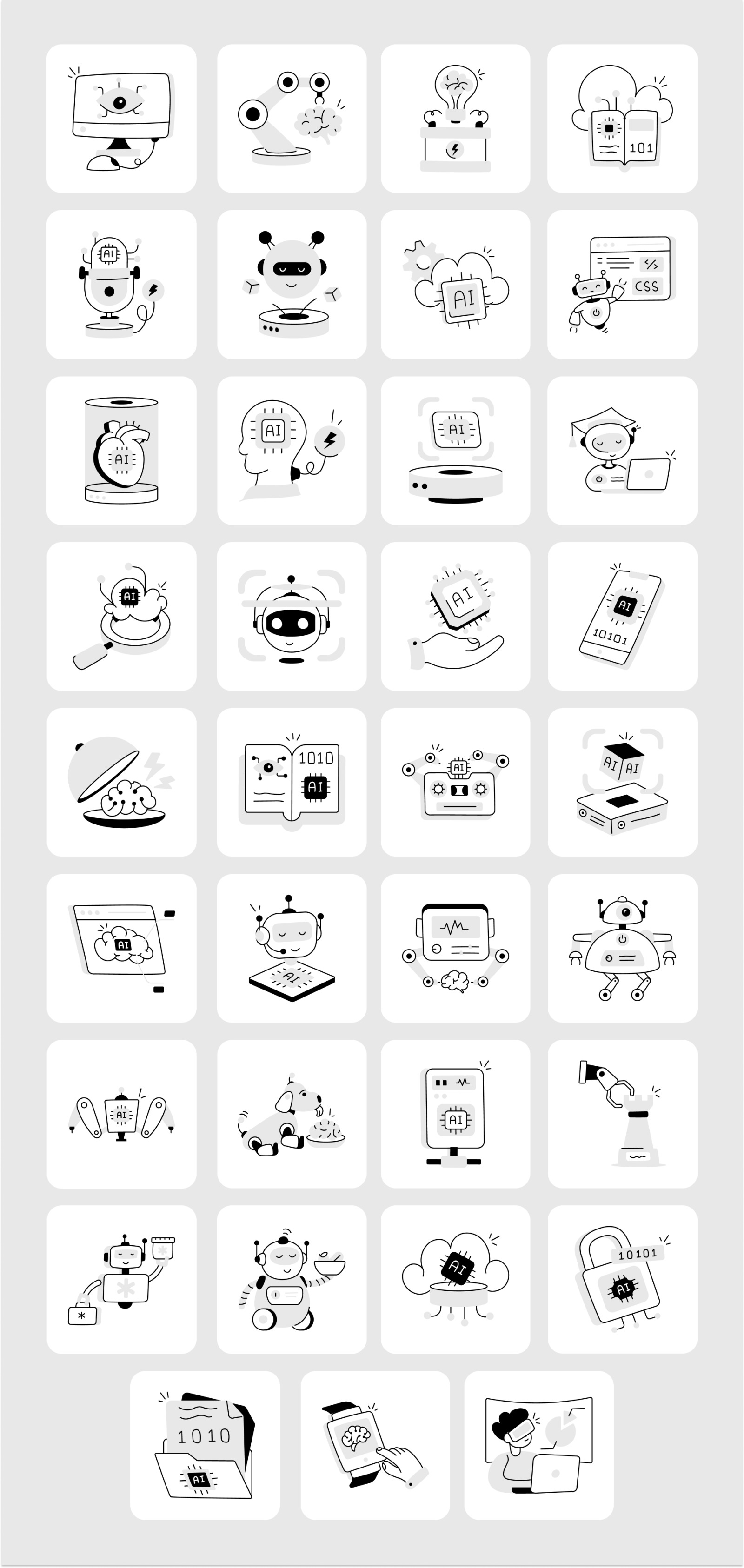 Artificial Intelligence Doodle Icons