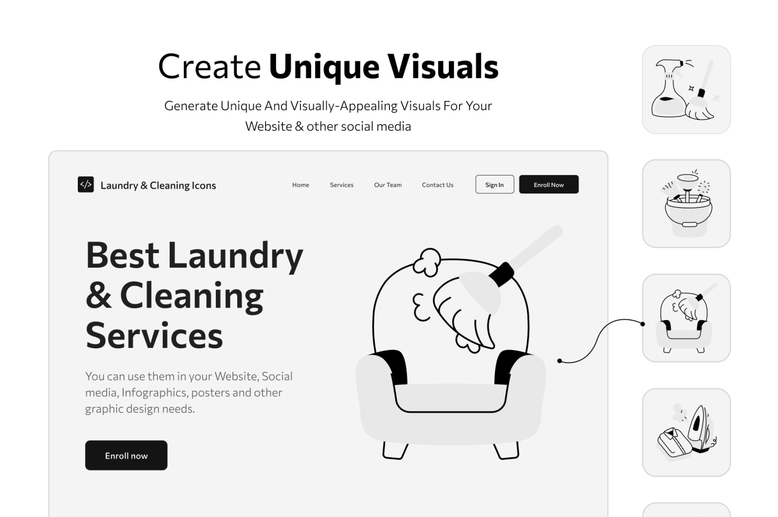 Laundry and Cleaning Icon Set