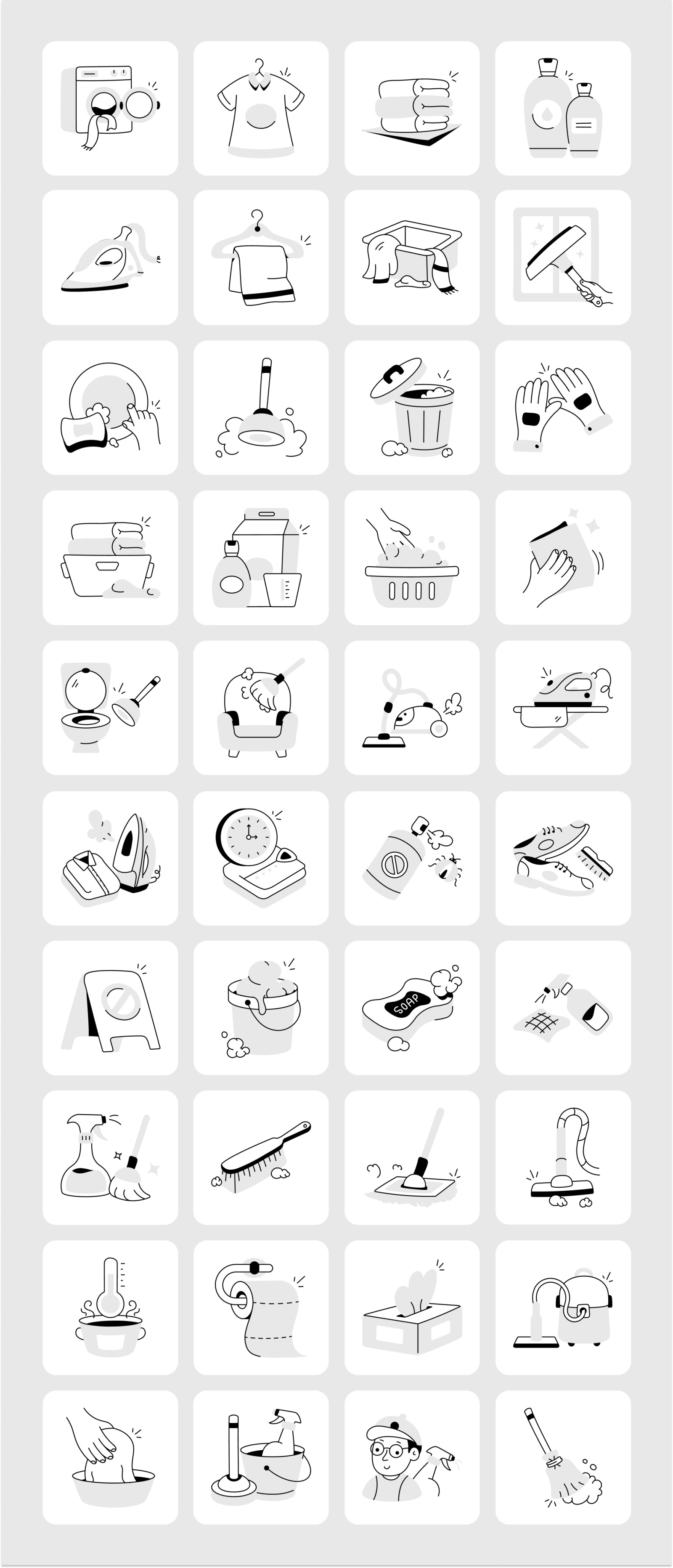 Laundry and Cleaning Icon Set Laundry and Cleaning Icon Set
