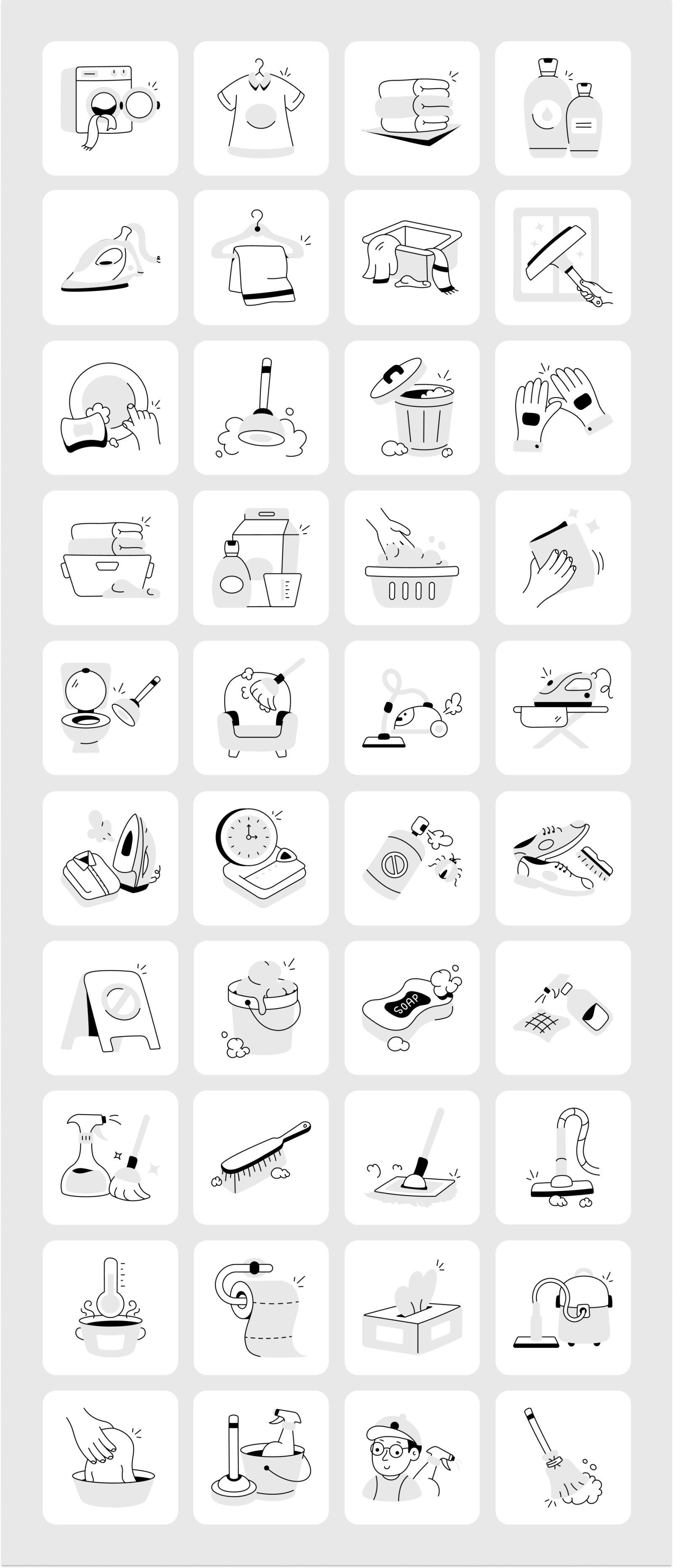 Laundry and Cleaning Icon Set