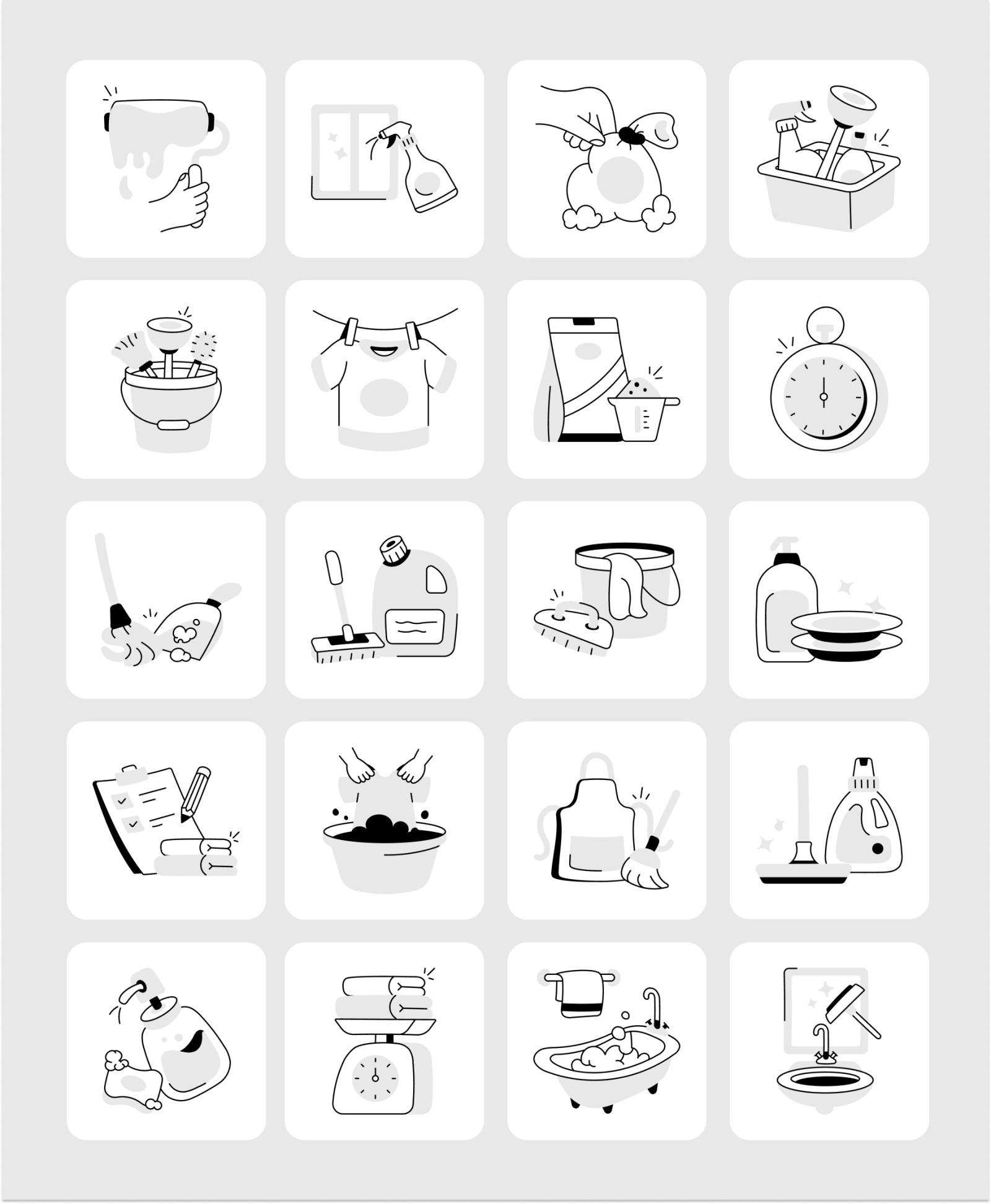 Laundry and Cleaning Icon Set