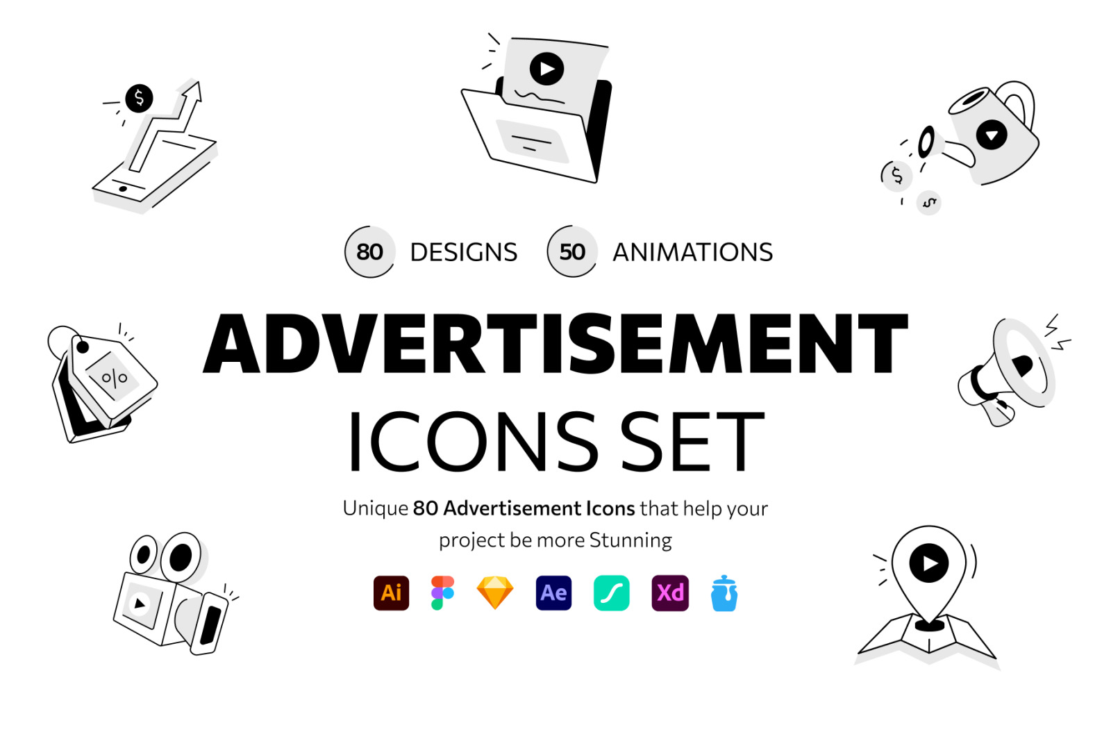 Animated Advertisement Icon Set Animated Advertisement Icon Set