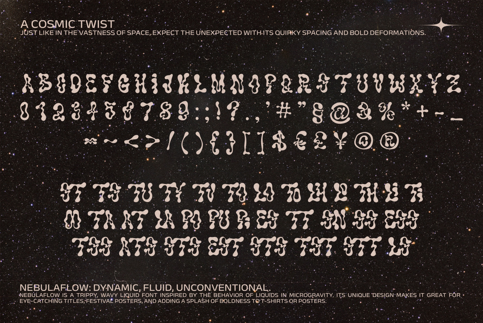 The Nebula Flow Font - chrome typeface The Nebula Flow Font - chrome typeface