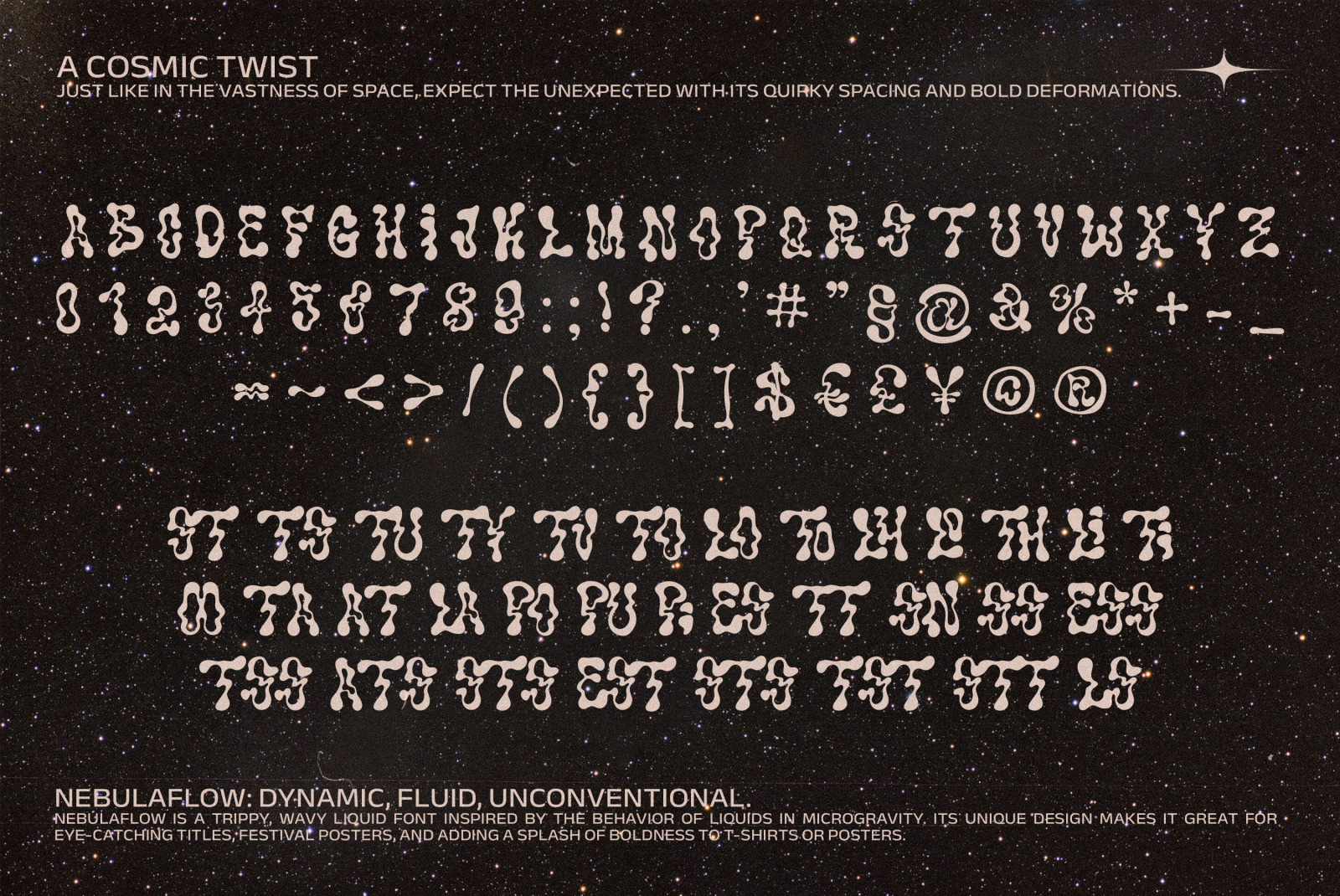 The Nebula Flow Font - chrome typeface