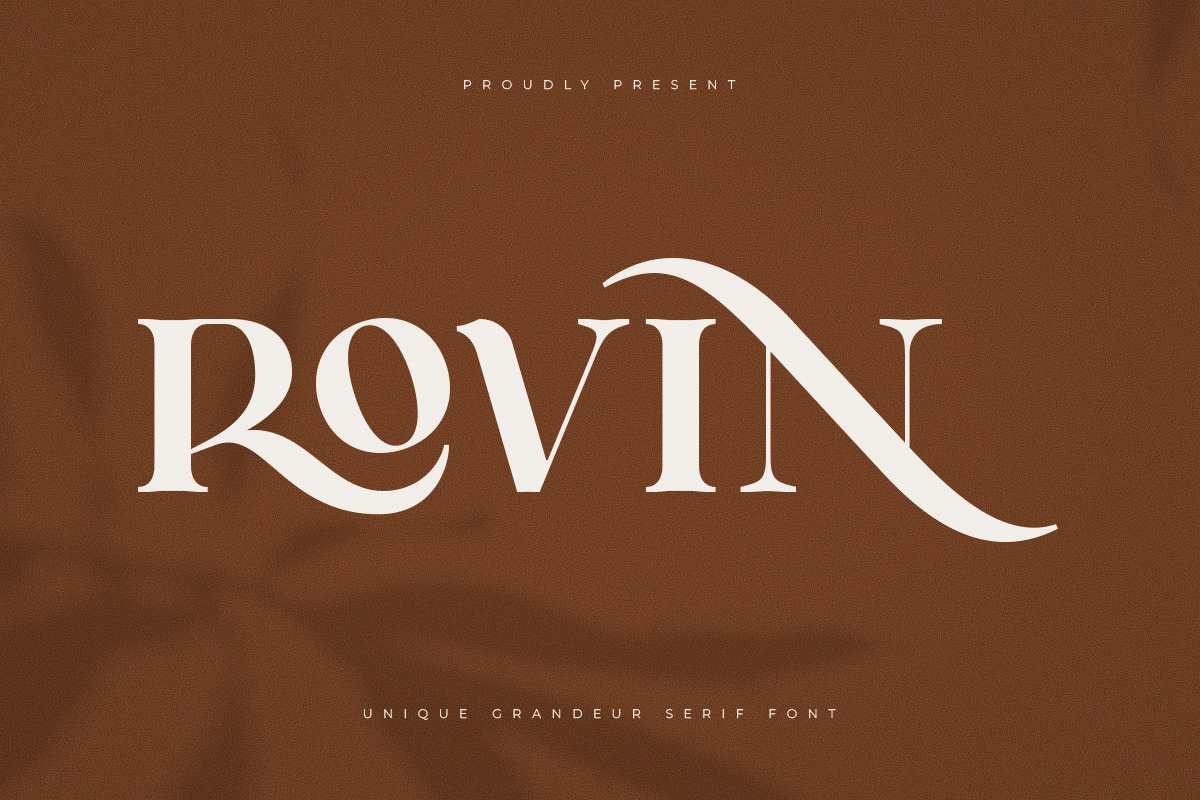 Rovin - Unique Grandeur Serif Font on Yellow Images Creative Store - 132971