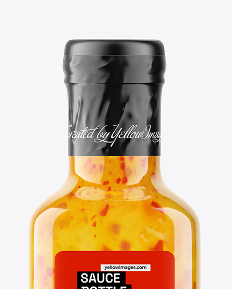 Square Chilli Sauce Bottle Mockup