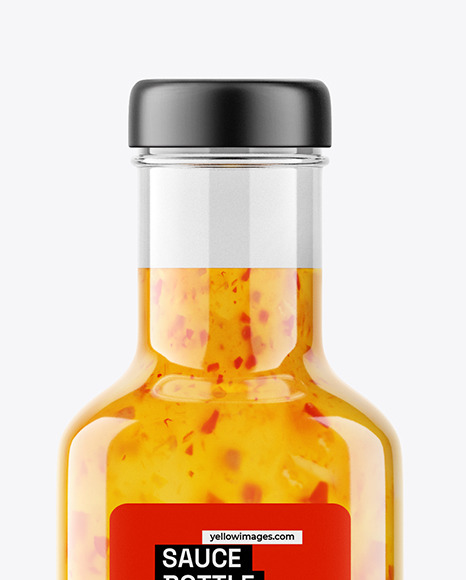 Square Chilli Sauce Bottle Mockup