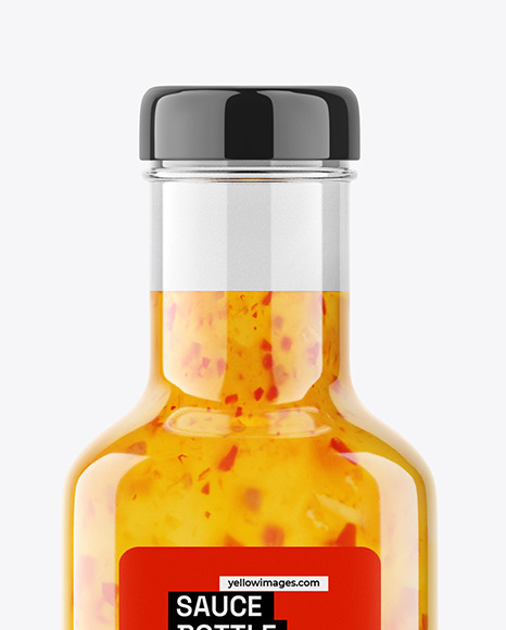 Square Chilli Sauce Bottle Mockup